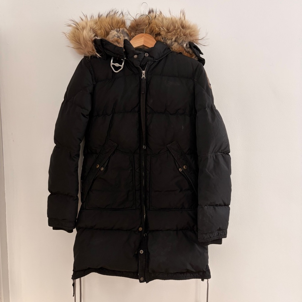 Parajumpers Black Fur-Trimmed Puffer Coat